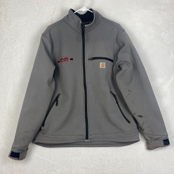 Carhartt Rain Defender Jacket Mens Large Gray Mock Neck Outdoors Full Zip - Picture 2 of 16